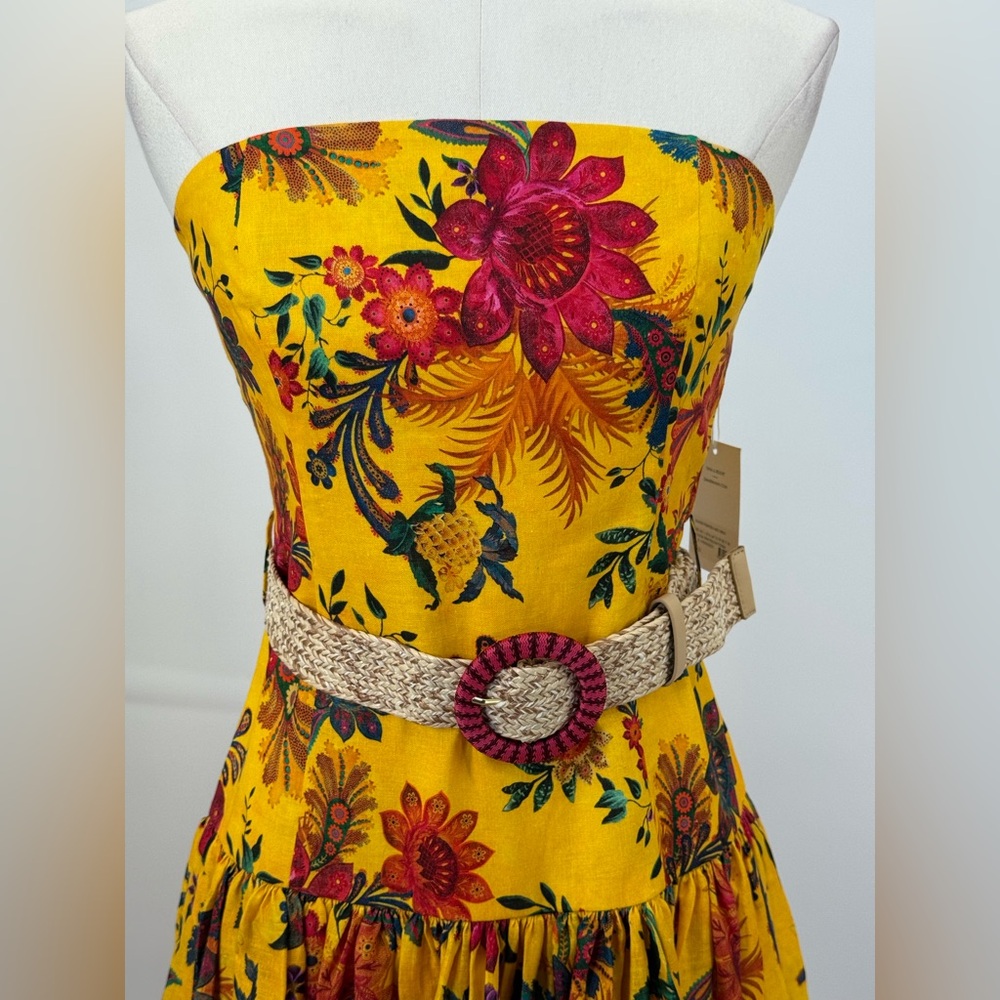 ZIMMERMANN Ginger Strapless Midi Dress Pink & Yellow Floral Midi Dress Size 6 - Picture 13 of 16
